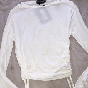 White long sleeve with ruched sides